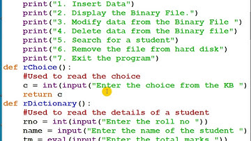 009)  Part 2 of 3: Modify Delete Search, Binary File, Menu Driven Program