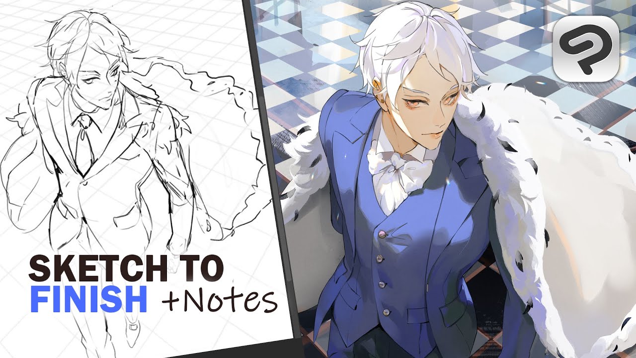 Sketch to Finish Full Character Illustration Process [Clip Studio Paint ...