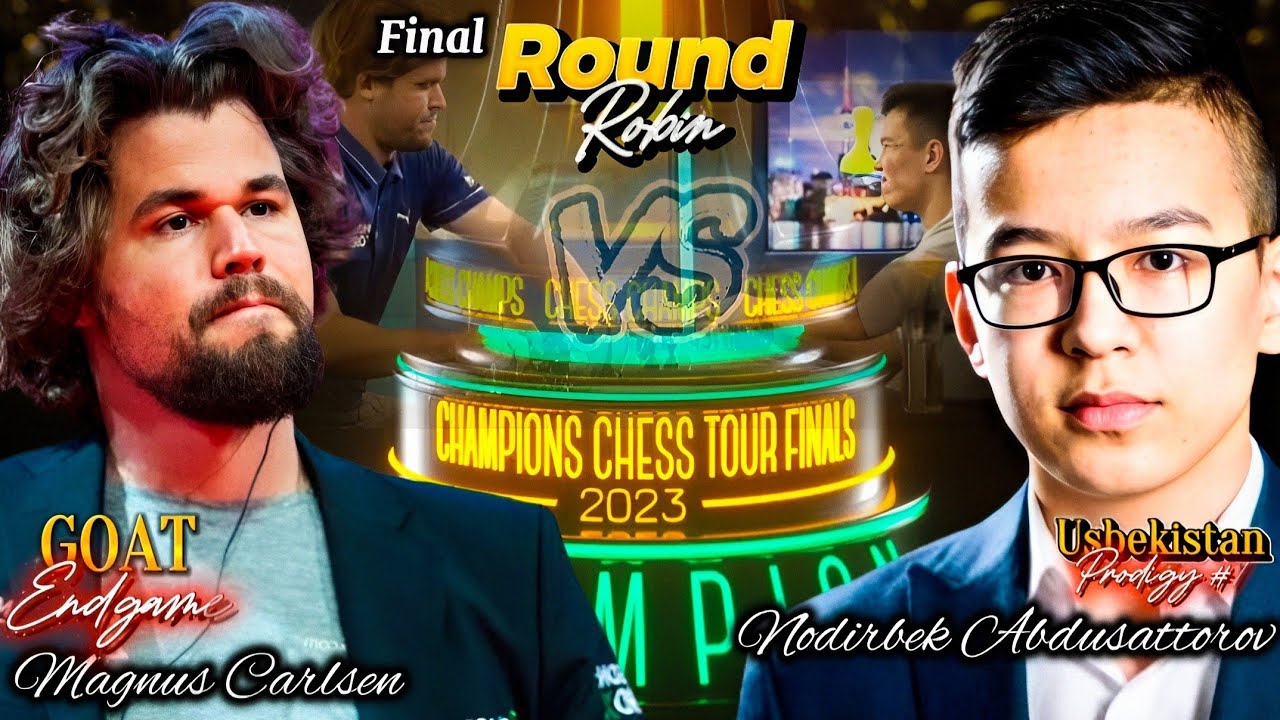 Magnus Carlsen VS Nodirbek Abdusattorov || Champions Chess Tour 2023, Round Robin Stage, R2 Game 1