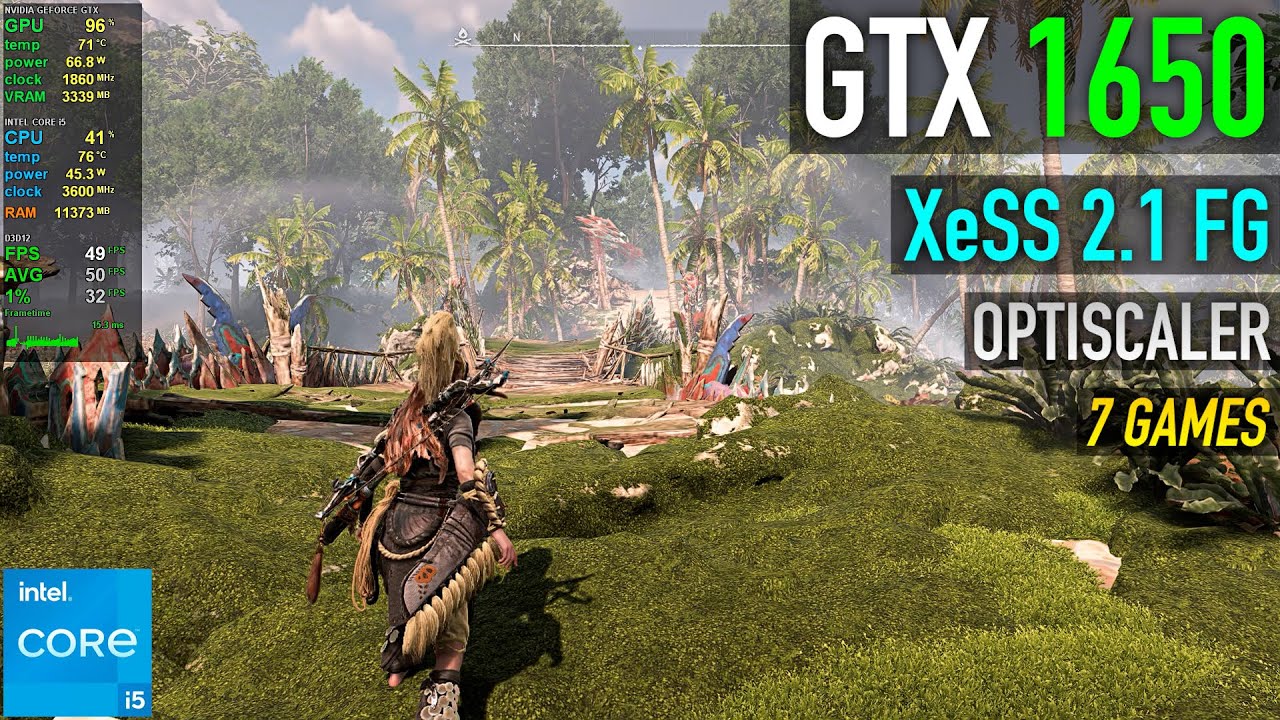 GTX 1650 - OptiScaler XeSS 2.1 Frame Generation MOD - Tested in 7 Games