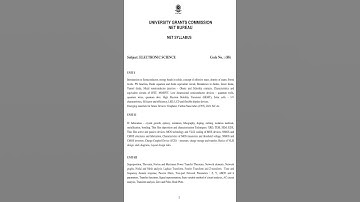 UGC NET SYLLABUS OF Electronics Science in English