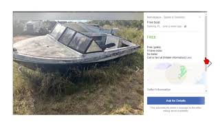 This video covers my review of all the free boats i found on facebook
marketplace in december 2018. at end video, also 4 books boat re...