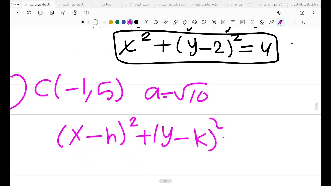 شرح رياضيات / طريقه كتابه المعادلة الدائره / الهندسه المدنيه جامعه بغداد 
