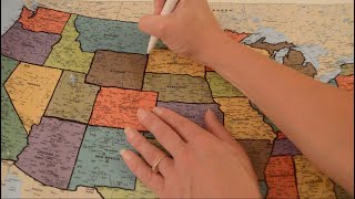 Asmr  Tracing a Map of The United States with State Facts  Softly Spoken