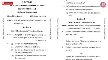 BCA 3RD SEM SOFTWARE ENGINEERING C 2017 | VBSPU