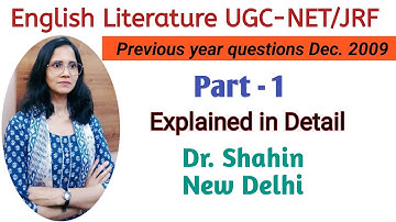 Solved UGC NET PYQ Dec 2009, Part 1 by Dr. Shahin.    #netenglishquestions