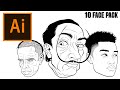10 Face&#39;s Pack For ( Adobe Illustrator ) $5.15