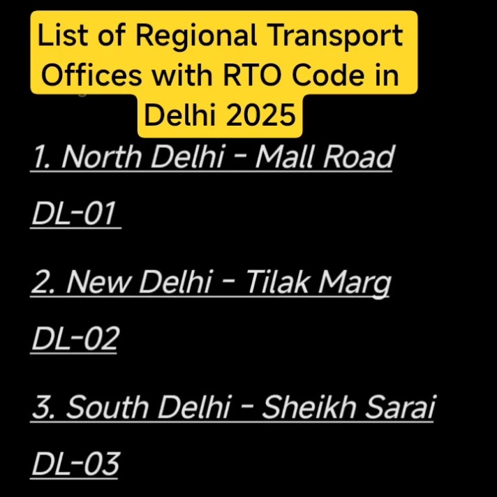 List of Regional Transport Offices with RTO Code in Delhi 2025 ...