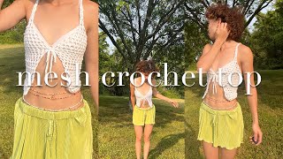 how to crochet a mesh front bowtie top