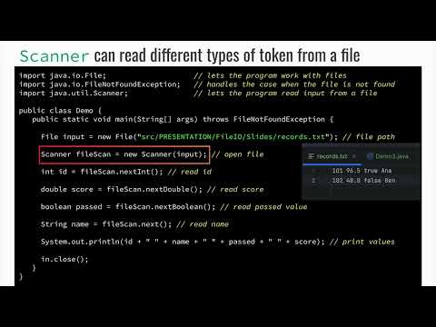 2. Reading a file using the Scanner methods