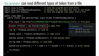 2. Reading a file using the Scanner methods