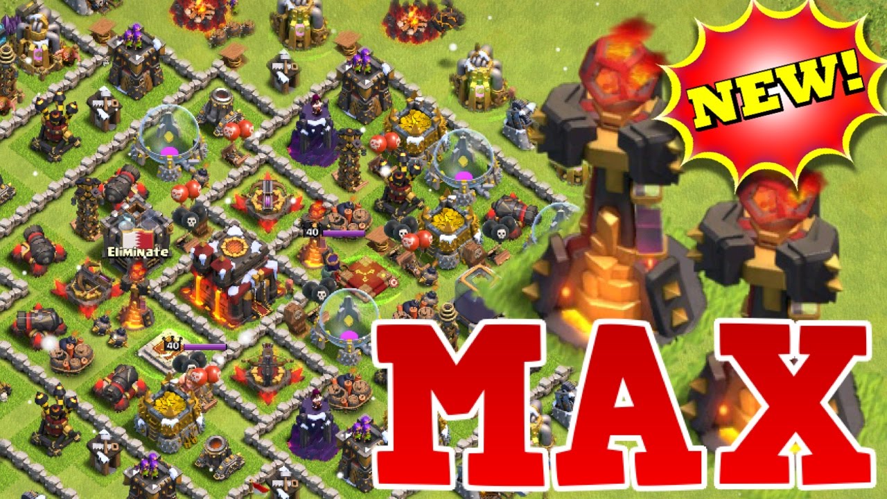 Clash of Clans - MAXED OUT BASE WITH LEVEL 2 WALLS! Defense + Attack