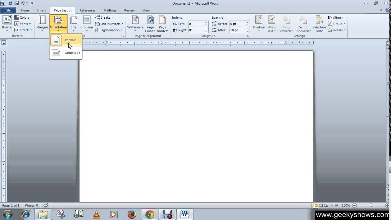 Microsoft Office Word 2010 Change Page Orientation YouTube