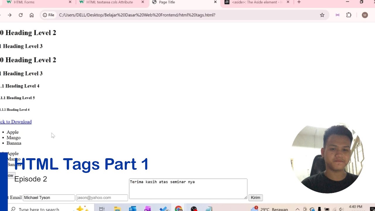 Belajar Frontend Web Episode 2 | HTML Tags Part 1 - YouTube