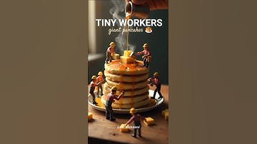 Mini Workers Decorating Giant Pancakes 🥞 | AI Animated Tiny World 🌎 #shorts #ai