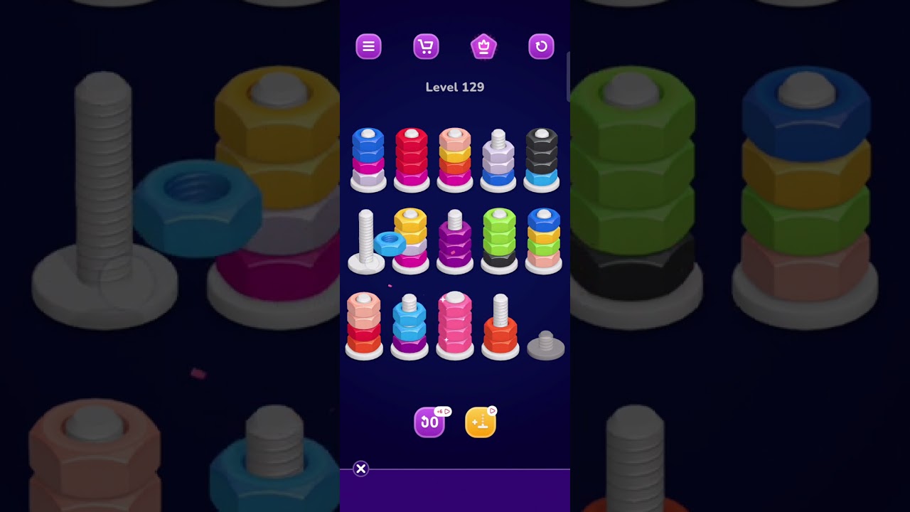 Nut Sort Level 129 Walkthrough | Nuts — Color Sort 129 solution