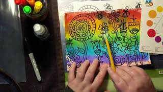 watercolor gardens! drawing and marker experiment - art tutorial