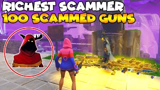 Richest Scammer Loses 100 Scammed Guns! 💯😱 (Scammer Gets Scammed) Fortnite Save The World