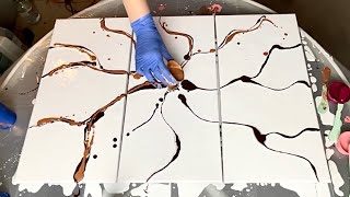 Wow Gorgeous Pink Triptych Dutch Pour Acrylic Painting Fluid Art