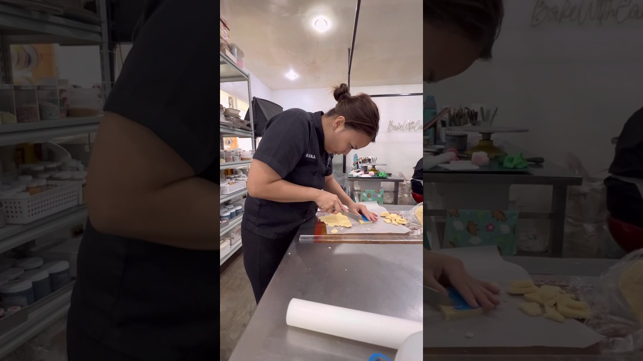 Day in my life as a baker - cuting sugar cookies without a cuter and decorating a fairy cake #baker