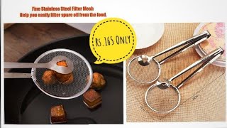 2 in 1 Stainless Steel Mesh Strainer Tongs Filter Spoon || Filter Spoon