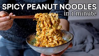 4 Minute Spicy Peanut Noodles in 1 Minute - Easy & Addictive Pantry Friendly Recipe