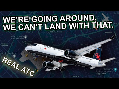 An unusual reason for GO AROUND. Air Canada Airbus A220. REAL ATC