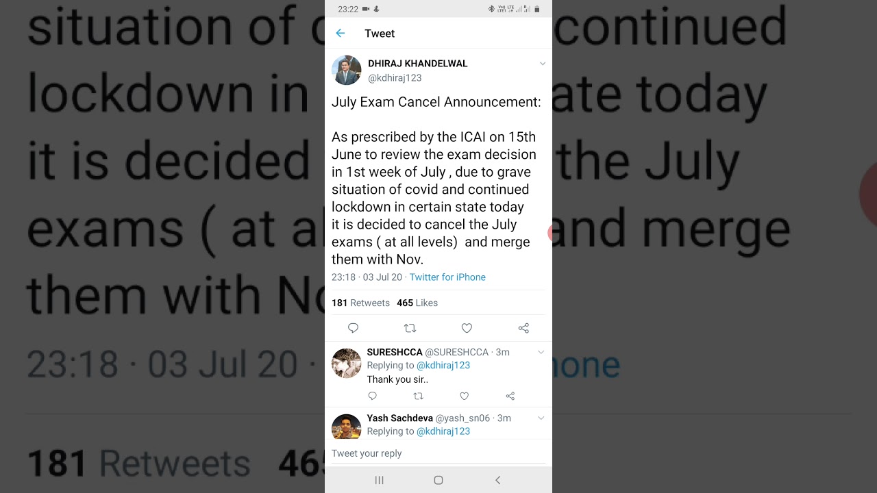 ICAI Announcement 03/07/2020 || July Exam Cancelled || All Levels || CA Foundation, Inter & Final