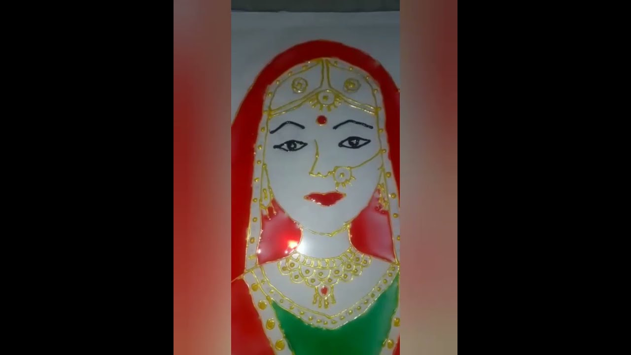 glass painting of Indian bride 