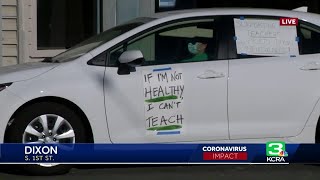 Teachers hold protest in Dixon over distance learning plans