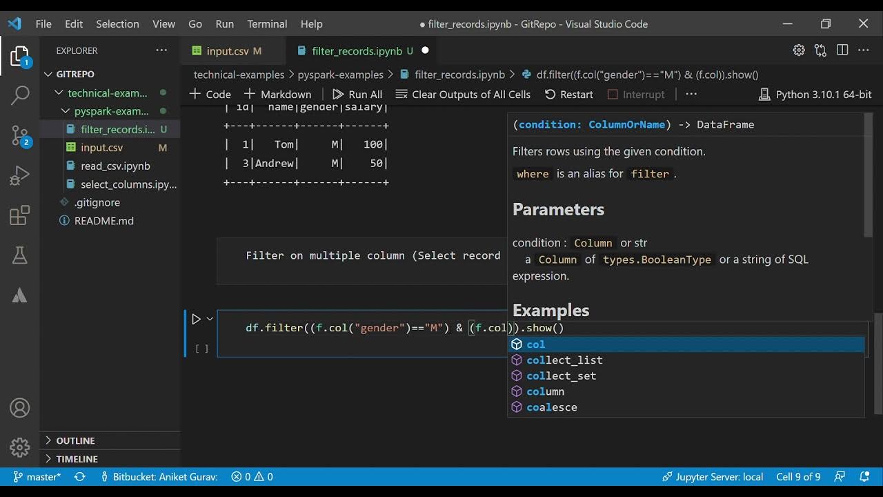 PySpark Examples Filter records from Spark DataFrame YouTube