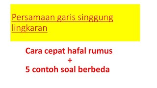 persamaan garis singgung lingkaran kelas 11