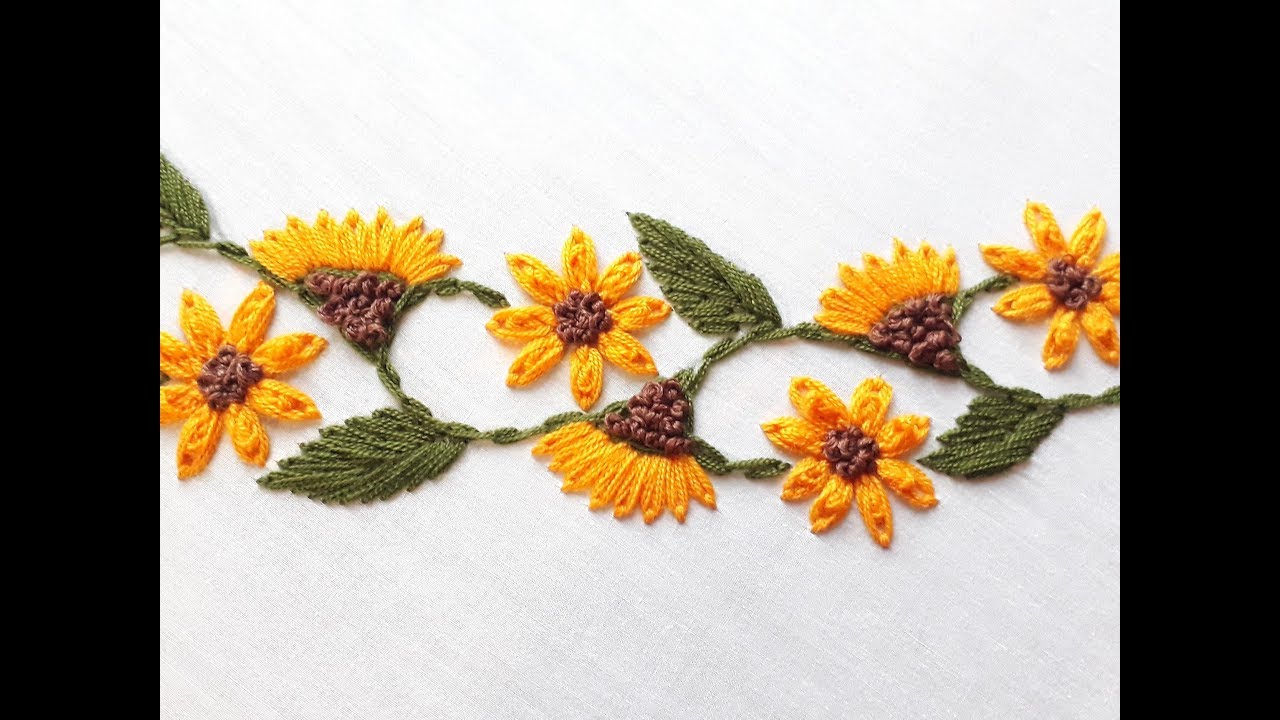 Hand embroidery border design  hand embroidery tutorial for border Hand embroidery border design  hand embroidery tutorial for border