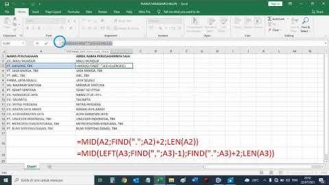 Rumus Excel Mid Gabungan Dengan Find dan Len