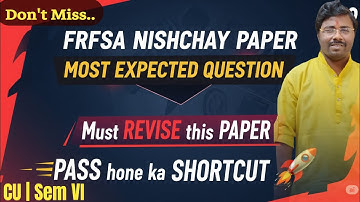 FRFSA-NISHCHAY PAPER || Most Expected Question || PASS hone ka SHORTCUT || Don