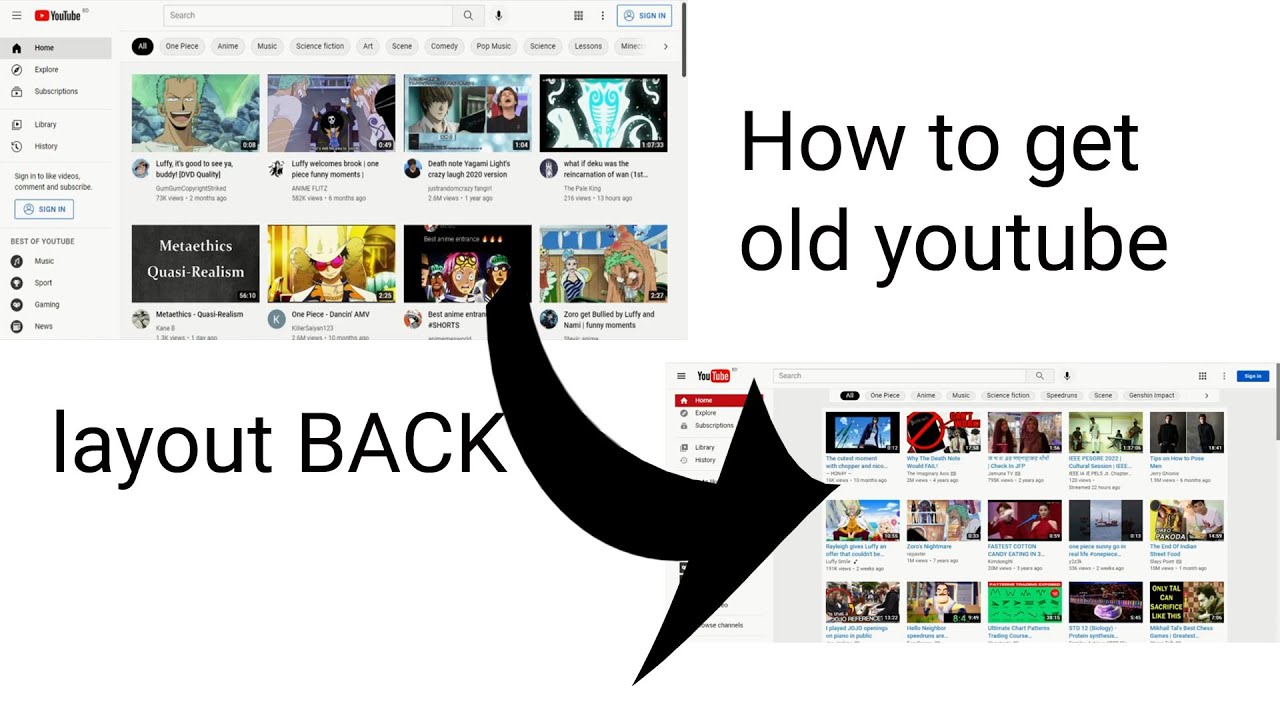 How to get old youtube layout BACK 2022 YouTube