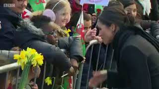 Crowds greet Meghan and Harry in Cardiff Crowds greet Meghan and Harry in Cardiff