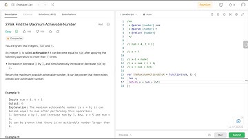 Leetcode Problem 2769. Find the Maximum Achievable Number. Leetcode Solution 2769 EASY. Javascript