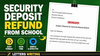 Application Letter for Security Deposit Refund in School | Letter Writing