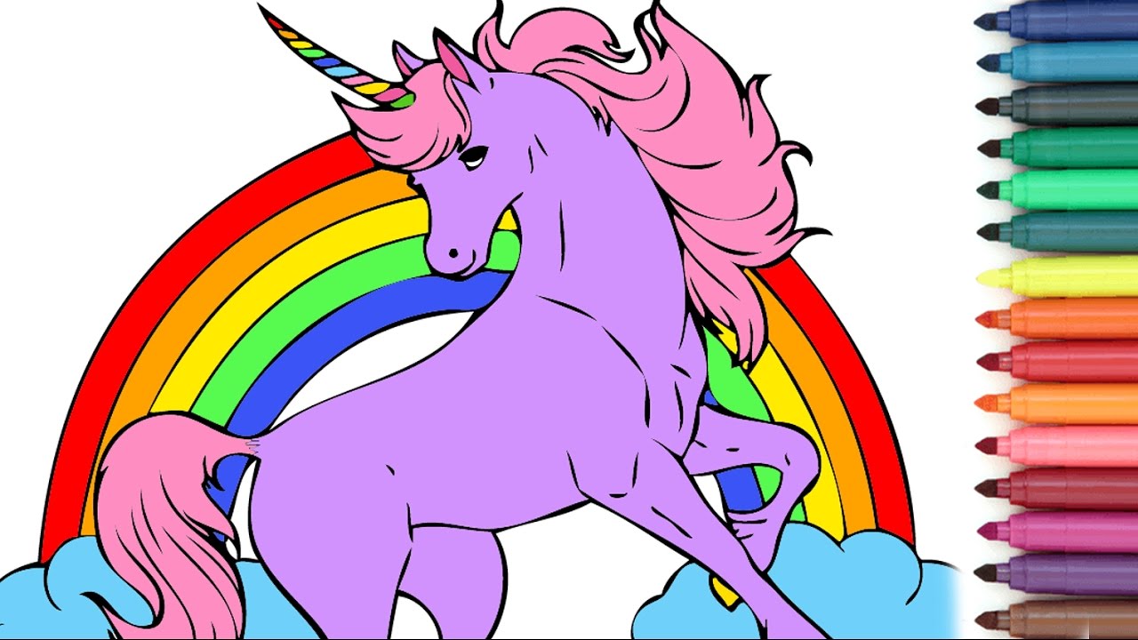 Rainbow Unicorn Coloring Pages 7