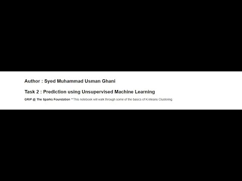 Task -2 : Unsupervised Machine Learning(Beginners) - YouTube