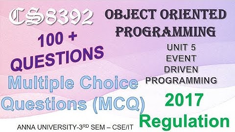 CS8392 MCQ OBJECT ORIENTED PROGRAMMING UNIT 5 #CS8392 | #AnnaUniversity - 3rd Sem CSE/IT|Abisha