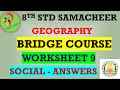 9th Social Science Work Sheet 9 Bridge Course Answer Key