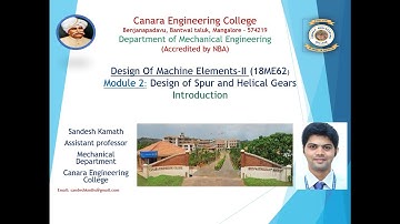 VTU DME II 18ME62 M2 L1 Design of Spur and Helical Gears Introduction