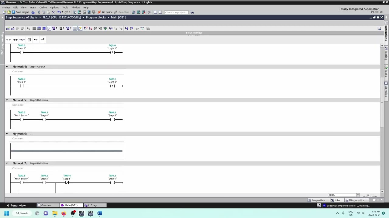 Siemens TIA Portal (Sequential Programming Example)