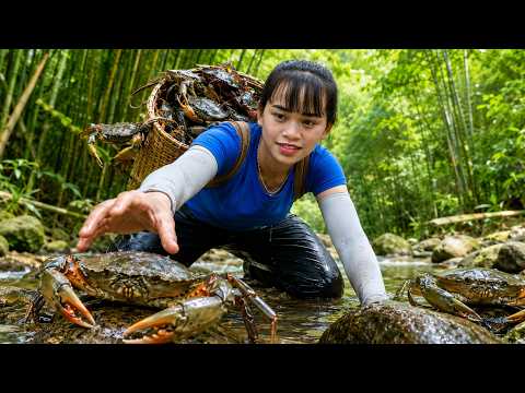 Harvesting crabs from dangerous rocky streams and then sell them at the local market.