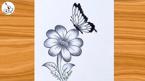 Butterfly on Flower Drawing||Simple Pencil Sketch||Easy Drawing ideas for Beginners