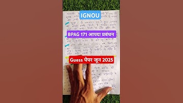 BPAG 171 Guess Paper Disaster Management Important questions and Answers June 2025 #ignou