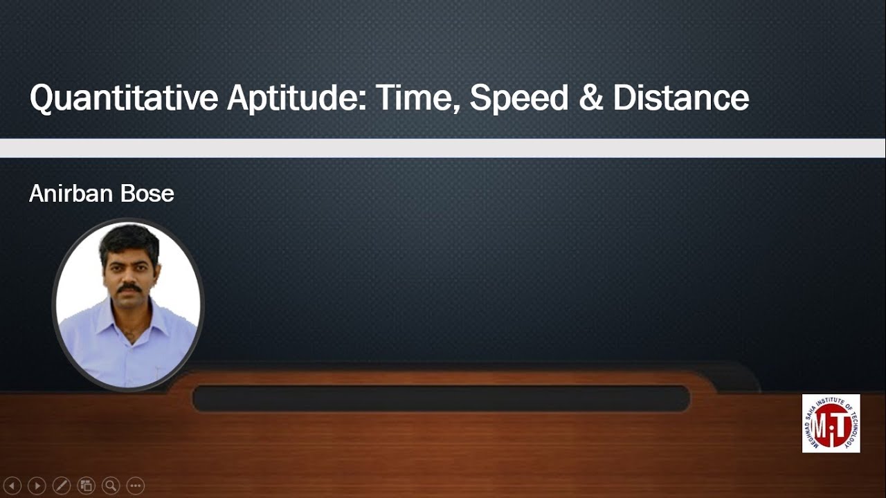 Quantitative Aptitude: Time Speed and Distance - YouTube