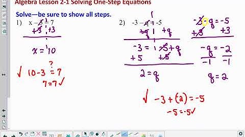 Algebra Lesson 2 1 Solving One-Step Equations